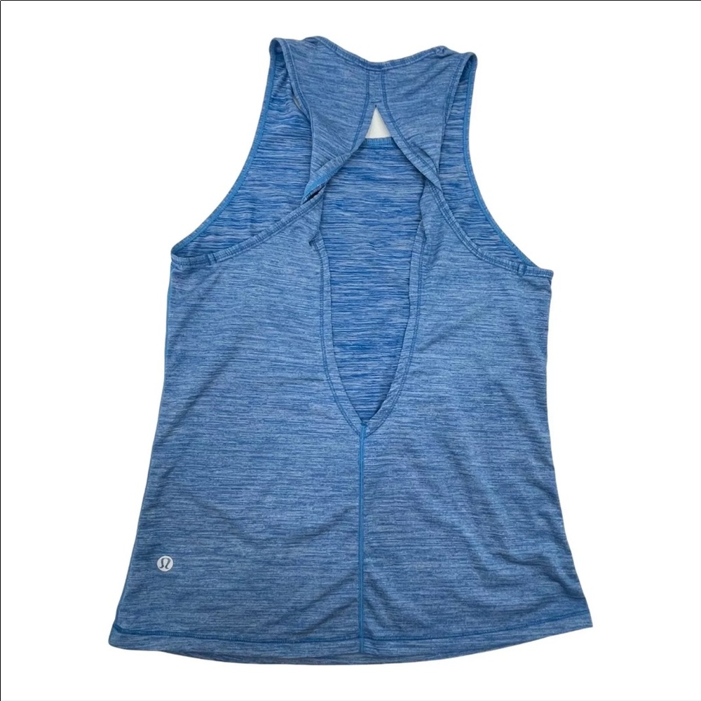 Lululemon Trapeze Twist Tank Top Heathered Blue Open Back Sleeveless Size 4 - Picture 7 of 7